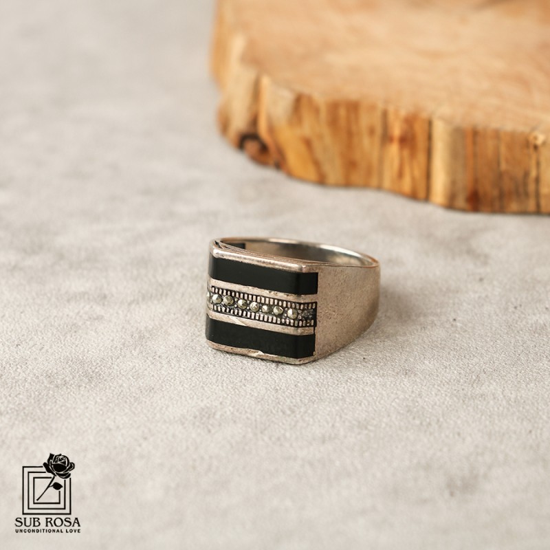 انگشتر نقره 925 مردانه FREE SIZE-14377