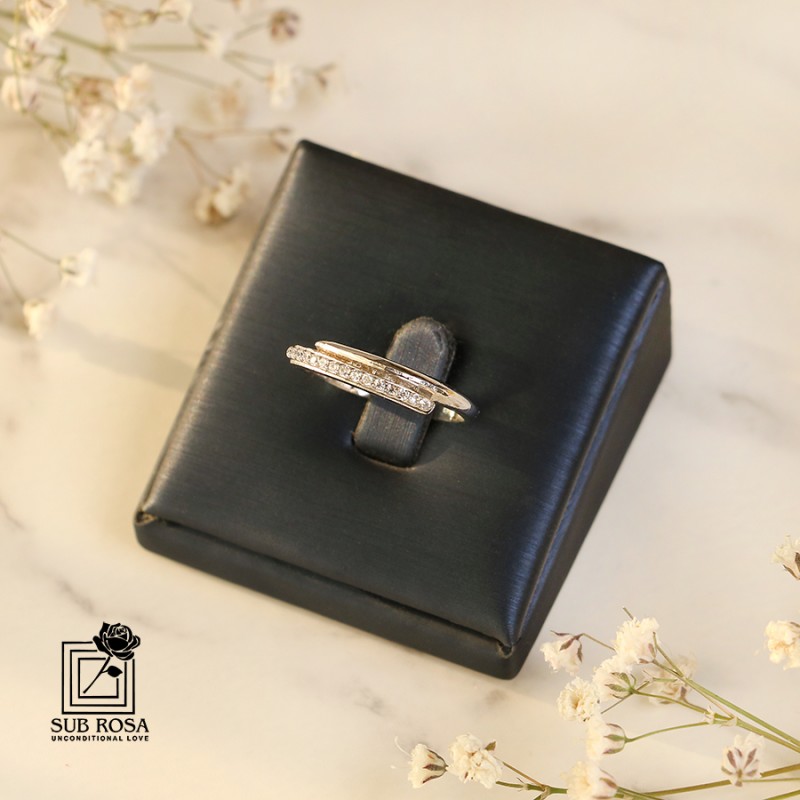 انگشتر نقره 925 زنانه نگین دار 12807-FREE SIZE