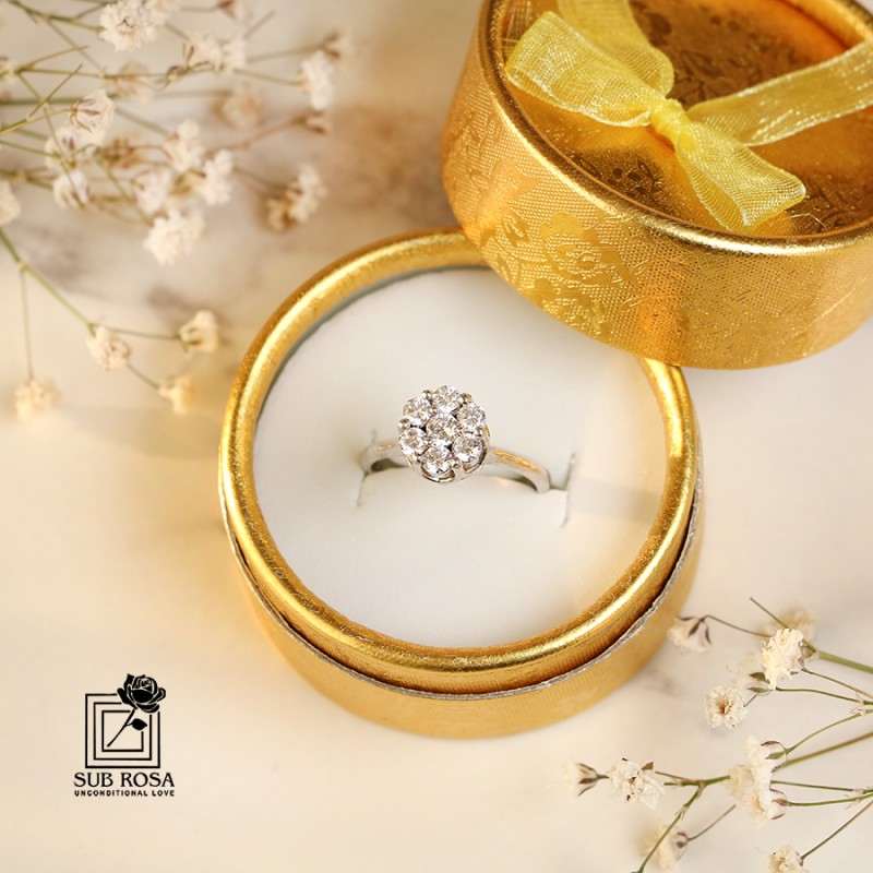 انگشتر نقره 925 زنانه طرح گل 14760-FREE SIZE