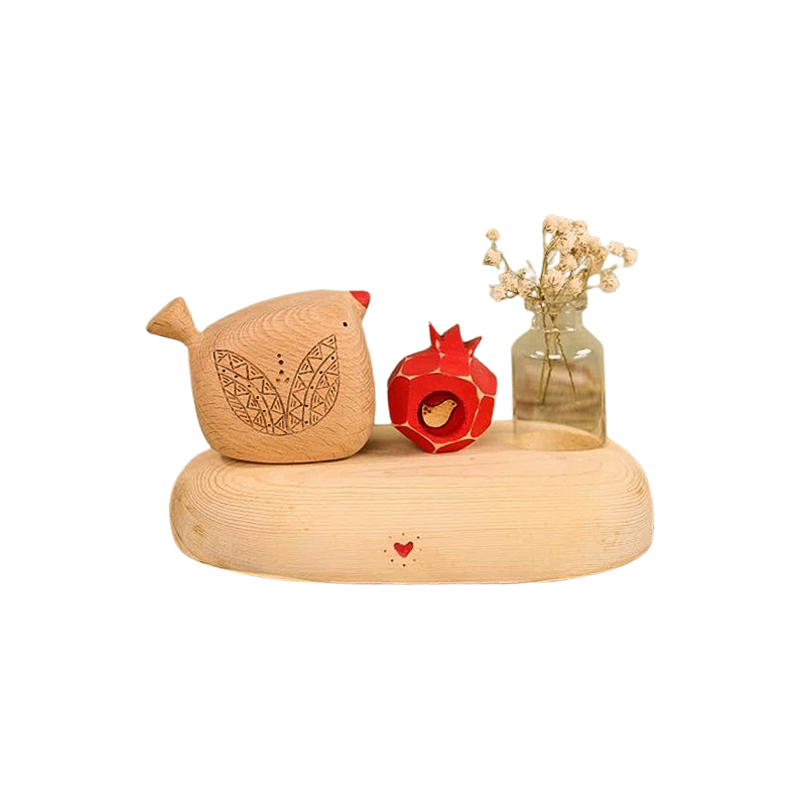 گلدان قلبی سه کاج پرنده و انار