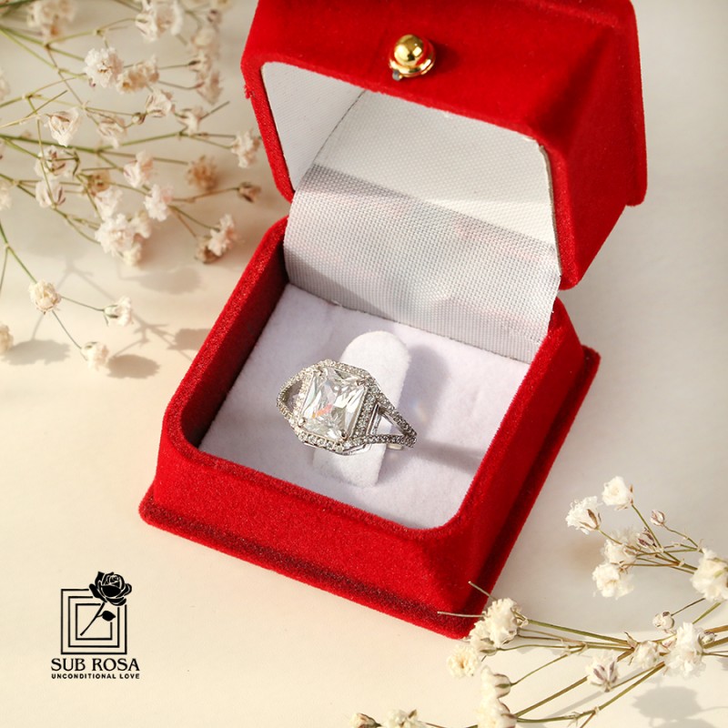 انگشتر نقره 925 زنانه نگین دار 14777-FREE SIZE