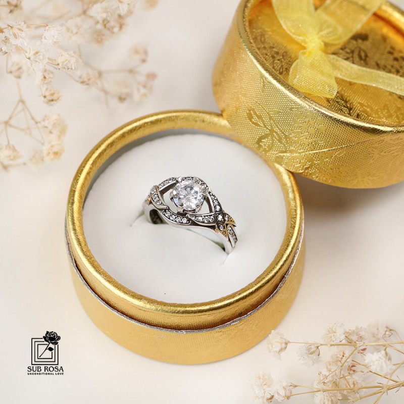 انگشتر نقره 925 زنانه سولیتر 11523-FREE SIZE