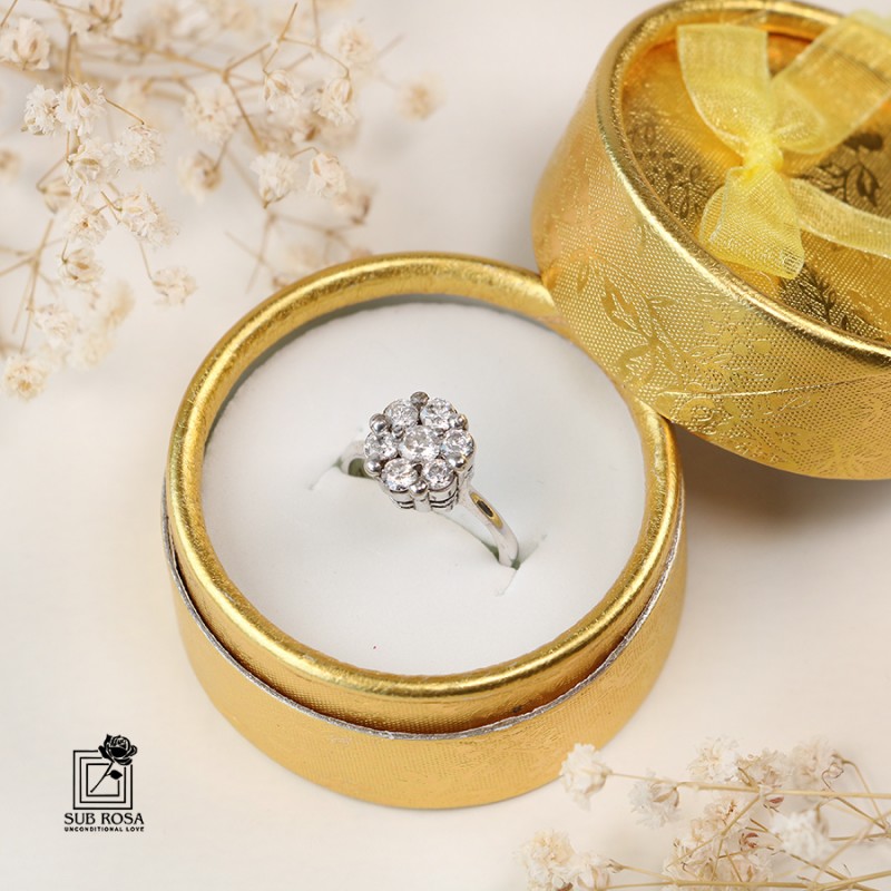 انگشتر نقره 925 زنانه طرح گل 14756-FREE SIZE