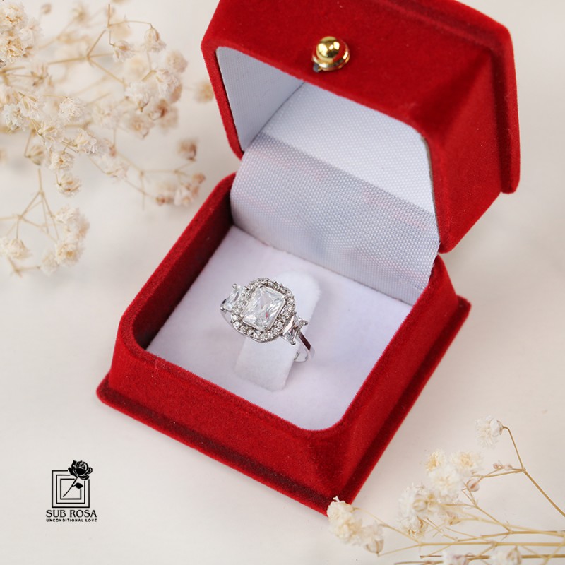 انگشتر نقره 925 زنانه نگین دار  14765-FREE SIZE