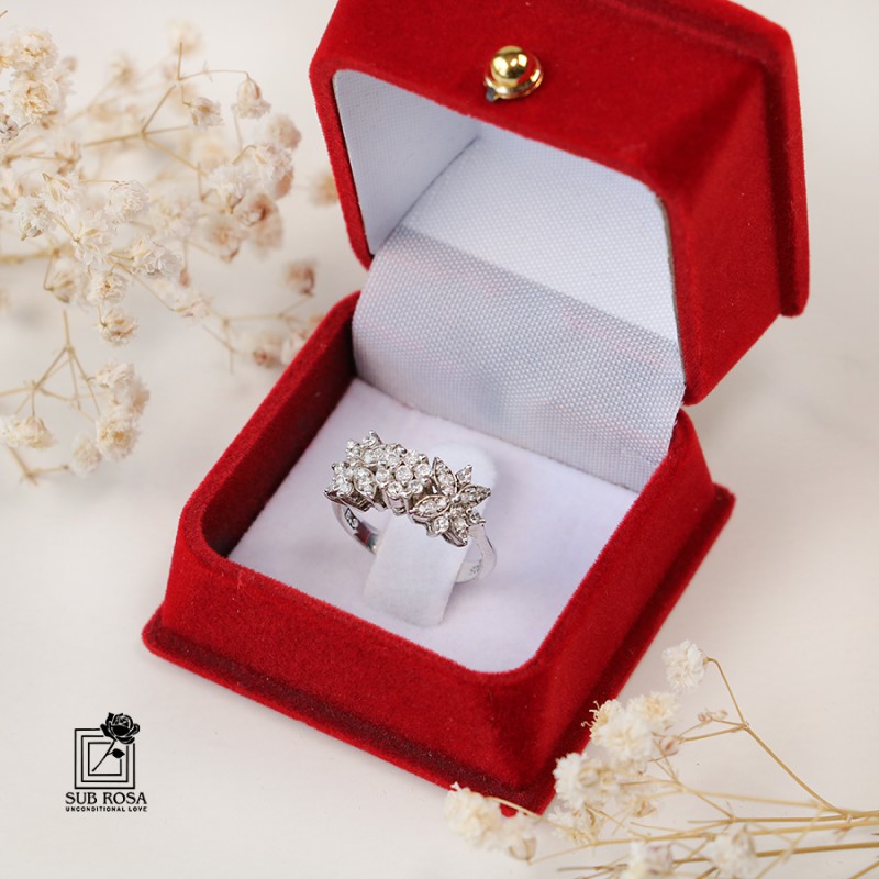 انگشتر نقره 925 زنانه طرح گل 14774-FREE SIZE