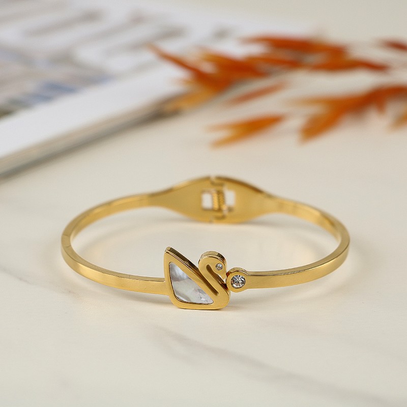 دستبند طرح قو زنانه استیل 13306