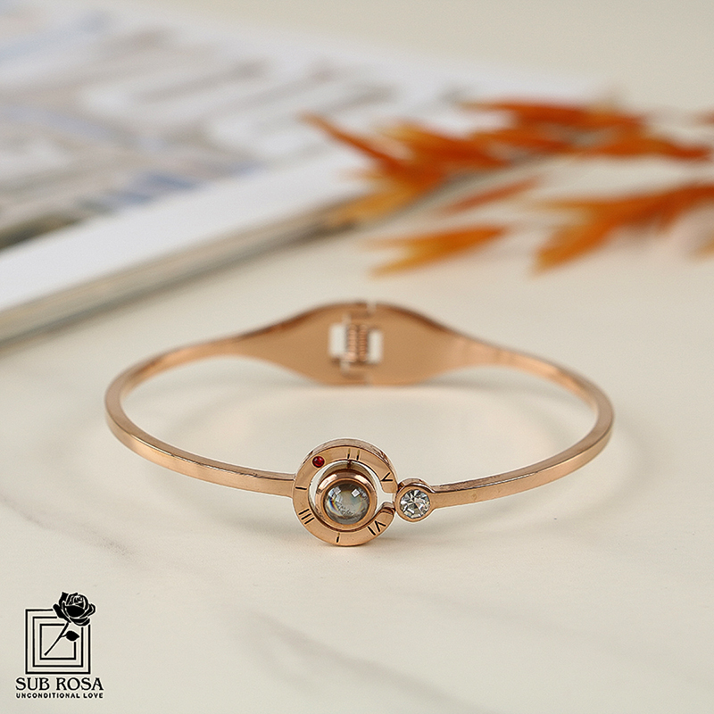 دستبند زنانه دوستت دارم به صد زبان دنیا-رزگلد 13298