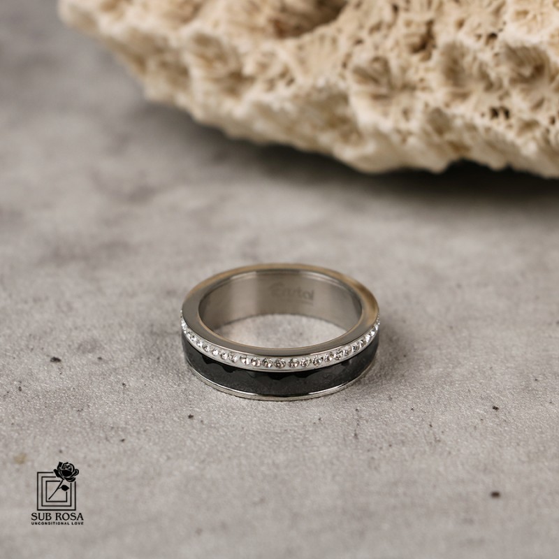 انگشترتنگستن رینگی نگین دار سایز 10- 13132