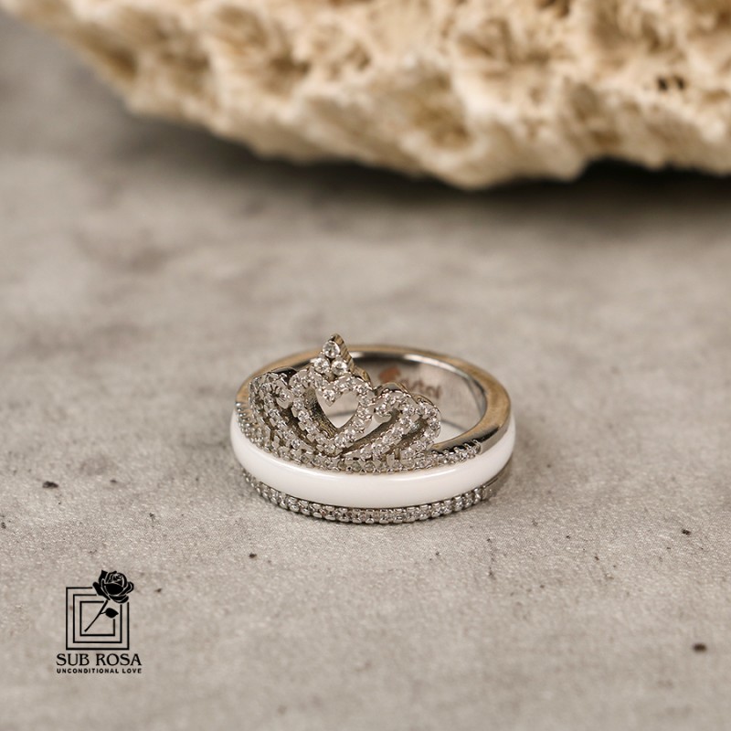 انگشتر تنگستن مدل تاج سفید-نقره ای سایز 8 -13127