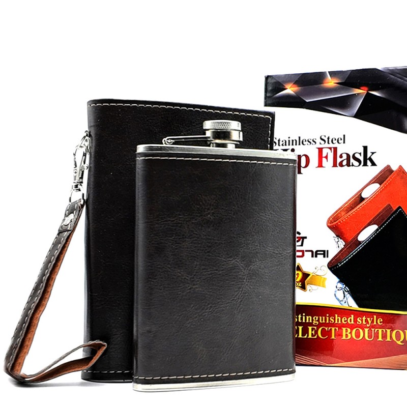 بطری نوشیدنی استیل با کیف چرمی بنددار ان بی کو