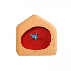 ساعت رومیزی چوبی طرح خانه (قرمز)