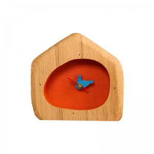 ساعت رومیزی چوبی طرح خانه (نارنجی)