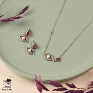 نیم ست سواروسکی المنتس طرح لب 12254