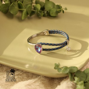 دستبند چرمی - فلزی سواروسکی المنتس 13017