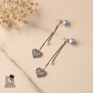 گوشواره سواروسکی المنتس قلب آویز تلسکوپی 13023