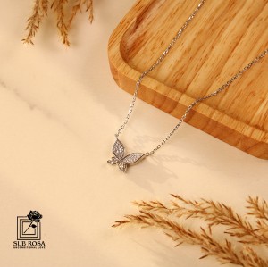 گردنبند نقره 925طرح پروانه 15056