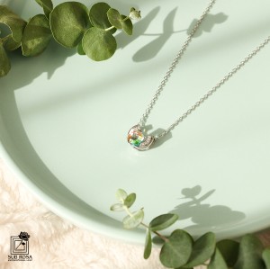 گردنبند نقره 925نگین 7رنگ 14895