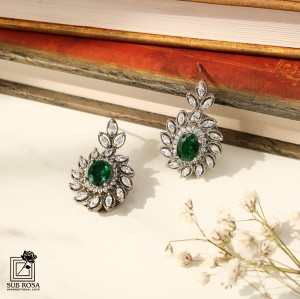 گوشواره نقره 925نگین سبز 11623