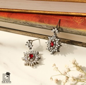 گوشواره نقره 925نگین قرمز 15080