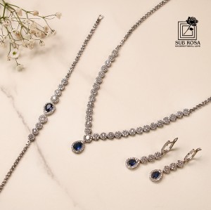 ست نقره نگین آبی 12830