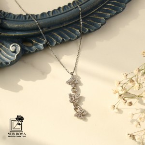 گردنبند نقره 925 خارجی طرح پروانه 3تایی-15200