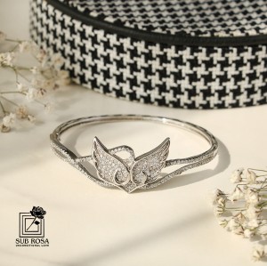 دستبند النگویی ترک نقره 925طرح بال 14742