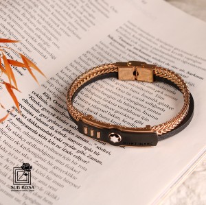 دستبند چرم حصیری مونت رزگلد 13275