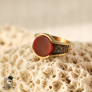 انگشتر استیل نگین گرد با رکاب نگین دار سایز 12-14404