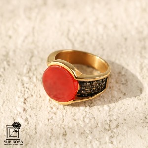 انگشتر استیل نگین گرد با رکاب نگین دار سایز 11-14405