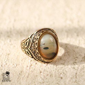 انگشتر استیل نگین ابر و باد سایز 11-14406