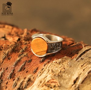 انگشتر استیل نگین گرد با رکاب نگین دار سایز 9-14821