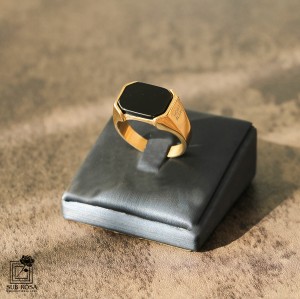 انگشتر استیل نگین مشکی مونت سایز 11-14823