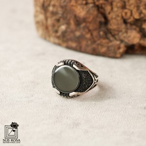 انگشتر نقره 925 مردانه نگین مشکی FREE SIZE-14368