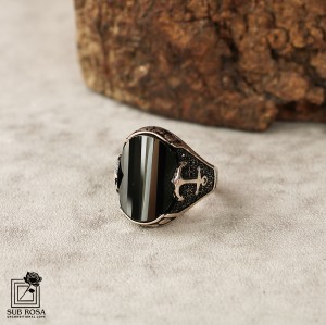 انگشتر نقره 925 مردانه طرح لنگر FREE SIZE-14370