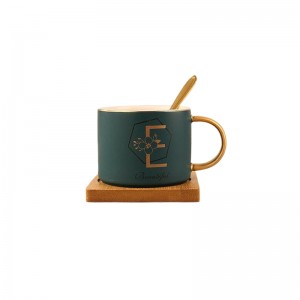 فنجان دسر سرامیکی با کفه چوبی 14268