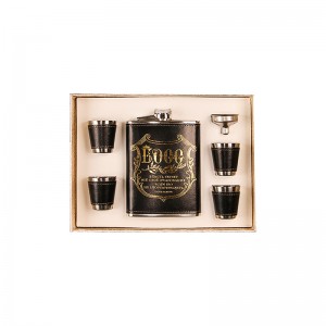 ست نوشیدنی BOGO مشکی با روکش چرم 12386