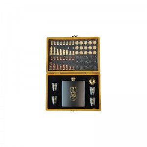 ست نوشیدنی استیل 304 مدل 2105-7 جعبه شطرنج و تخته نرد 14043