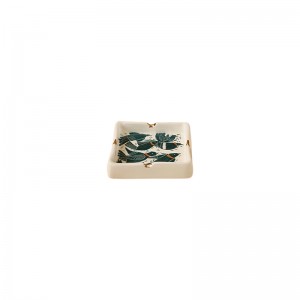 زیر سیگاری سرامیکی دست ساز مربع طلا طرح پرنده 13243