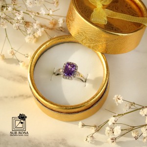 انگشتر نقره 925 زنانه نگین دار بنفش 14771-FREE SIZE