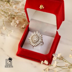 انگشتر نقره 925 زنانه نگین دار طرح گل 14773-FREE SIZE