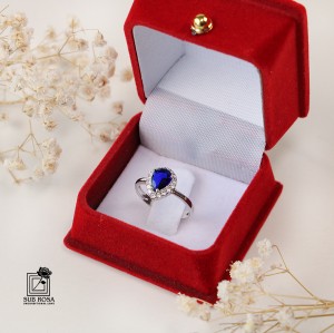 انگشتر نقره 925 زنانه نگین آبی 14785-FREE SIZE