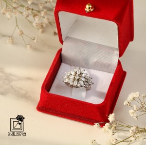 انگشتر نقره 925 زنانه طرح گل 14757 -FREE SIZE