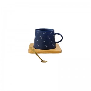 ماگ سرامیکی با کفه چوبی سرمه ای 14103