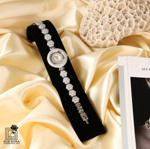 ساعت تمام نقره اورجینال دایره نگین دار 13011