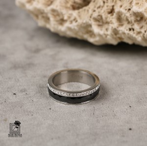 انگشترتنگستن رینگی نگین دار سایز 10- 13132