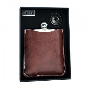 بطری نوشیدنی استیل با کیف چرمی قهوه ایی ان بی کو