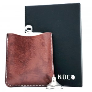 بطری نوشیدنی استیل با کیف چرمی قهوه ایی ان بی کو