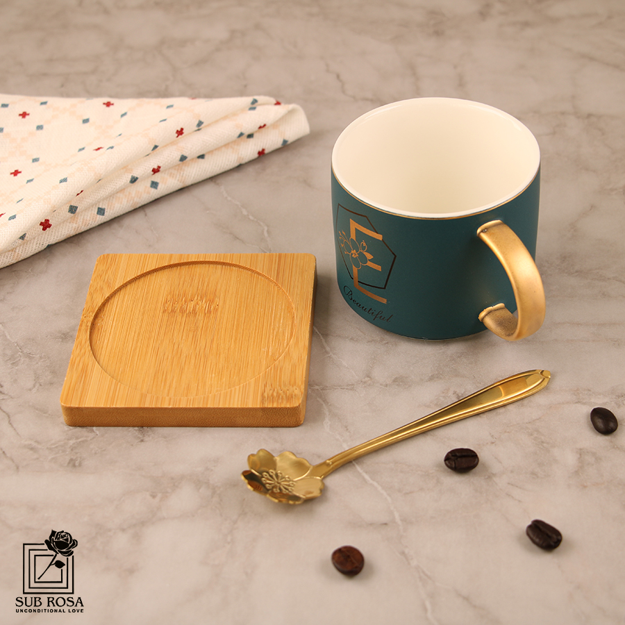 ماگ سرامیکی با کف چوبی