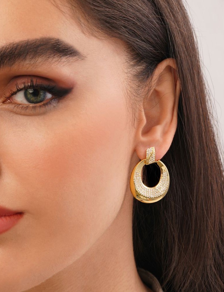 گوشواره رادیوم میخی طلایی کد Ea031