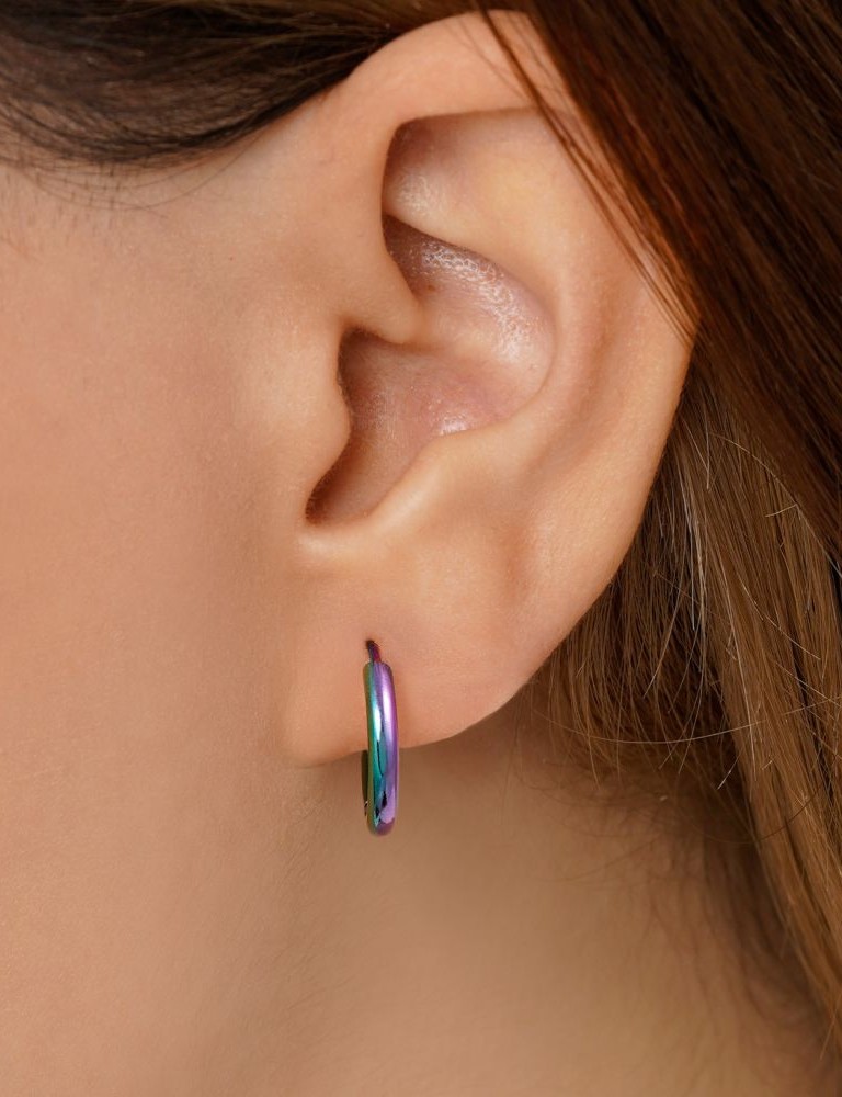 گوشواره استیل 304 حلقه ای هفت رنگ Ea032